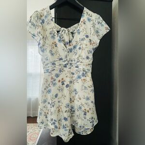 TRIXXI Floral Tie-Back Romper Mini Dress